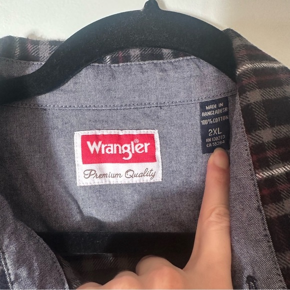 Wrangler Premium Quality Vintage Long Sleeve Flannel Western Plaid Shirt Sz 2XL - Picture 5 of 11